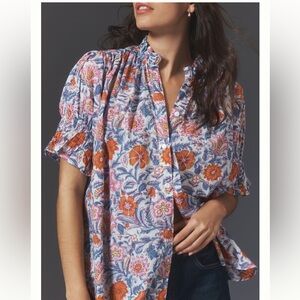 NWOT Mille Marnie Short-Sleeve Buttondown Shirt in size Medium, never worn